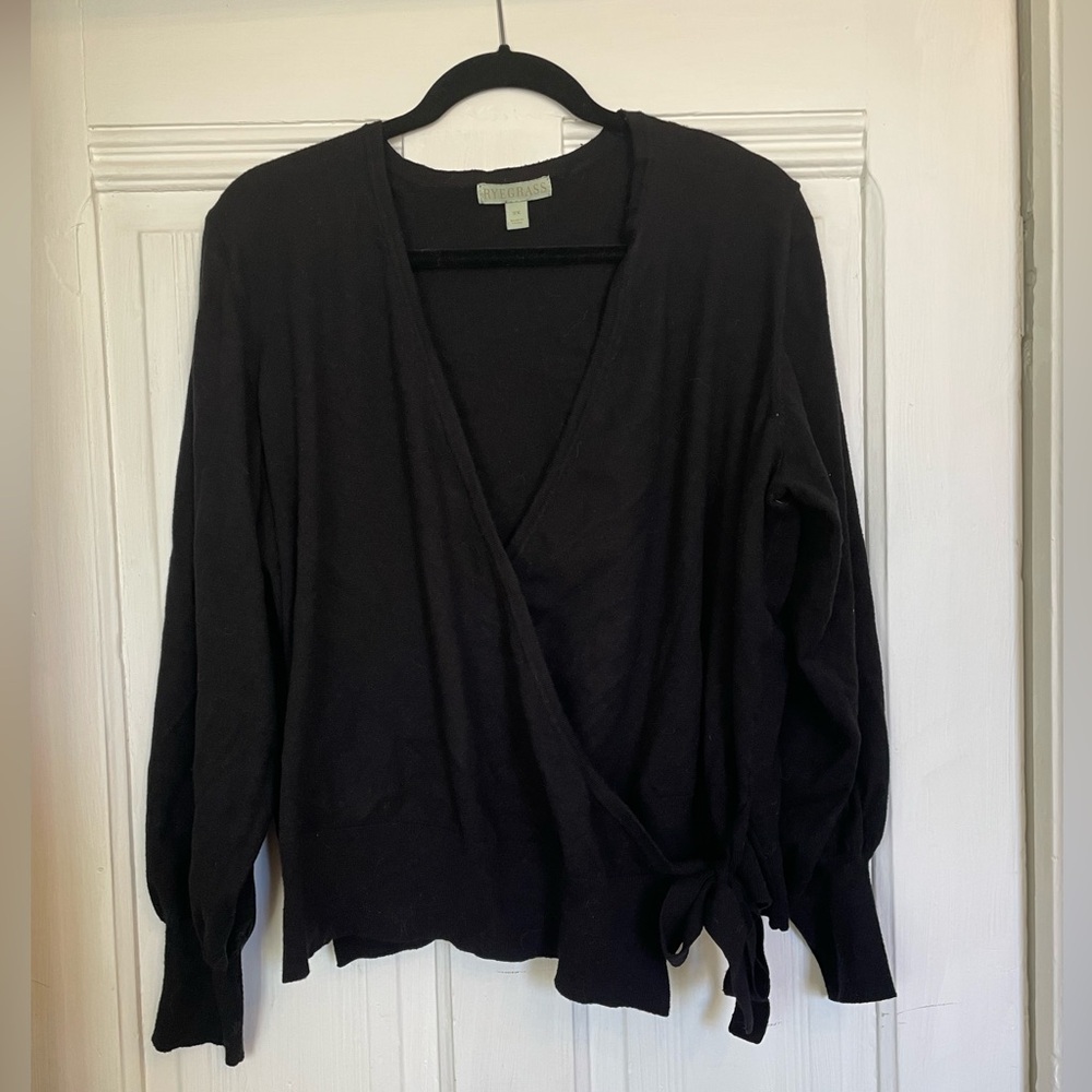 Ryegrass Wrap Sweater, black, size 2X